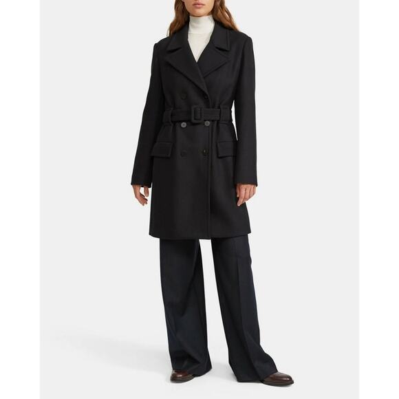 THEORY Modus Superlight Wool Cashmere Long Black Peacoat Size Small MSRP $895 - Picture 2 of 12